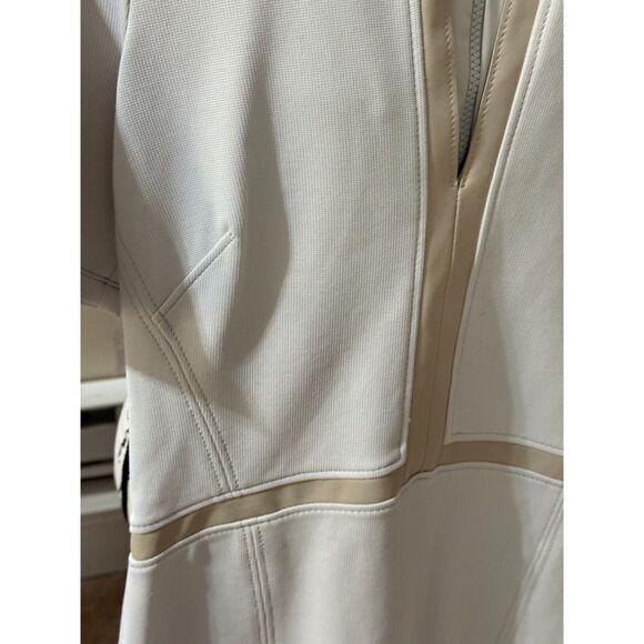 Helmut Lang Creamy Slash Lamb Leather Panel Dress Size 4 So Chic! - Picture 2 of 7